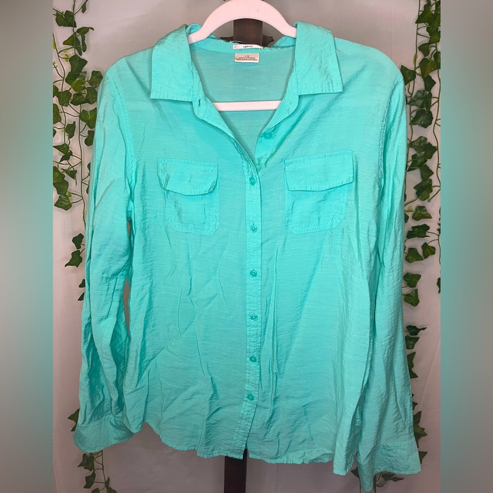 Van Heusen_Studio | Large Easy Fit light blue button up long sleeve top